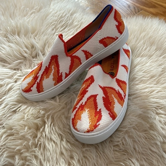Rothy’s Sneakers fire blaze flame slip on shoes kids size 4 new without box - Picture 9 of 10